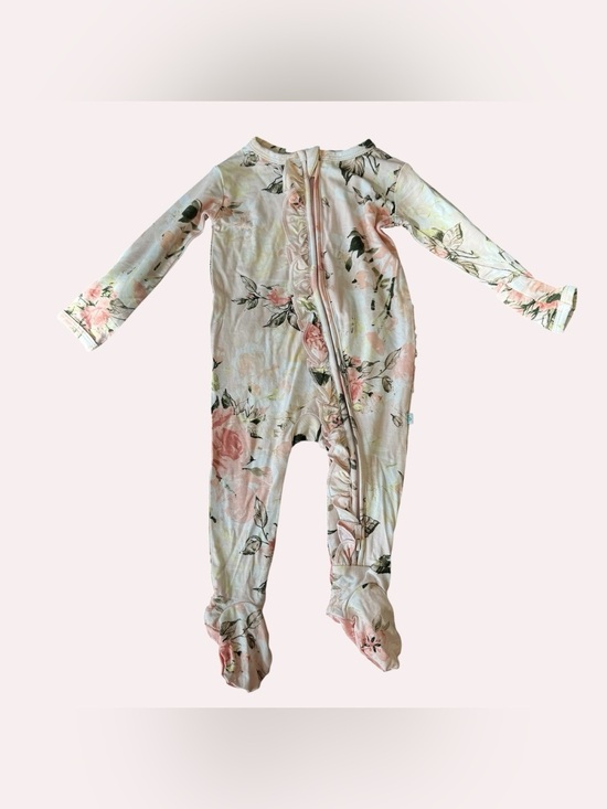 Posh Peanut Other - Posh Peanut Bamboo Pink Floral Footed Sleeper Ruffle Pajama Baby Girl 0-3M NWOT